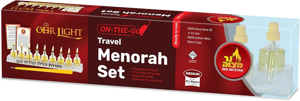 On The Go Travel Set - 9 Pre-Filled Glass Cups Included - 100% Pure Olive Oil with 100% Cotton Wicks- Burns Approx. 2