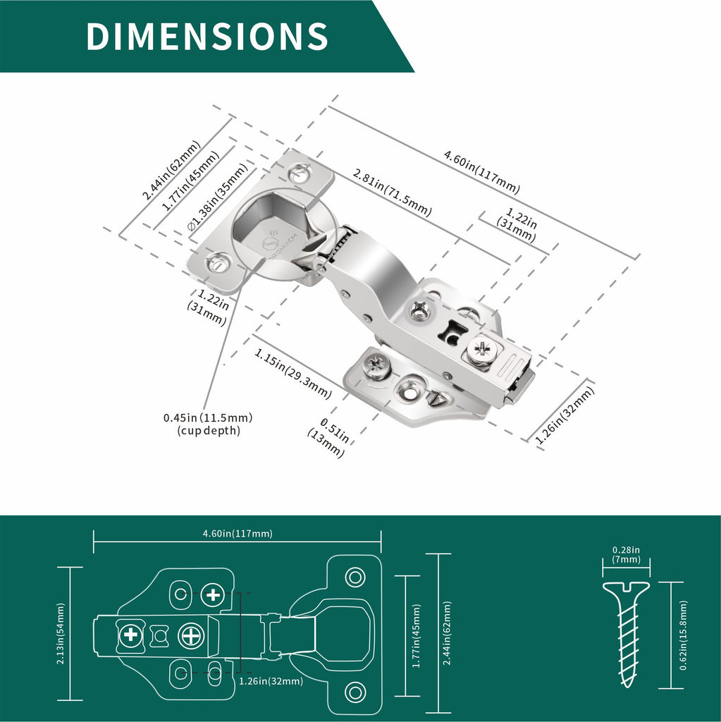 20 Pack Inset Overlay Soft Close Cabinet Hinges 105° Frameless 3 Way Adjustable Soft Close Hinges for Cabinet Doors
