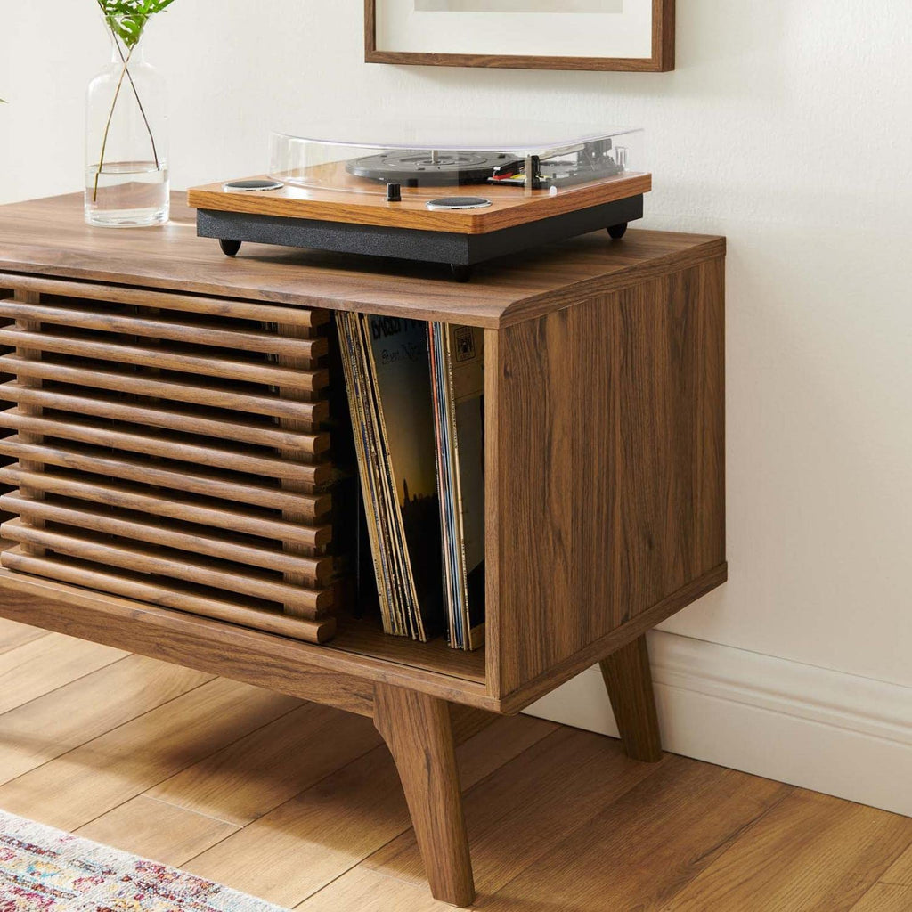 Render Mid-Century Modern 37" Vinyl Record Display Stand in Walnut