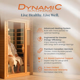 DYNAMIC SAUNAS Barcelona 1- to 2-Person Low EMF FAR Infrared Sauna with Red Light Therapy & Bluetooth Speakers |
