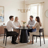 Black Round Dining Table for 4-6, Modern Wood Kitchen Table, 45" Circle Dining Table with Pedestal for Kitchen,Living