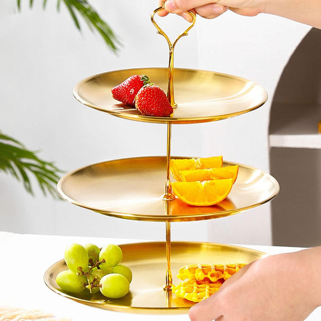 Stainless Steel 3 Tier Cupcake Stand, Tiered Trays Three Layer Cake Stand 3 Tier Serving Tray Platters for Pastry