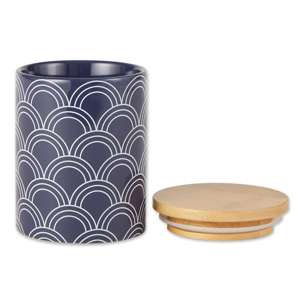 Kitchen Ceramics Collection, Canister Set, Mixed Print, Nautical Blue, 3 Piece