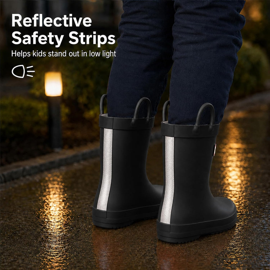 Kids Natural Rubber Rain Boots with Easy-On Handles