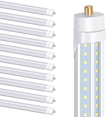 T8 V Shaped 8FT LED Tube Light,Need Bypass Ballast,90W Single Pin FA8 Base 6000K Cold White, 8 Foot (Replace 180W