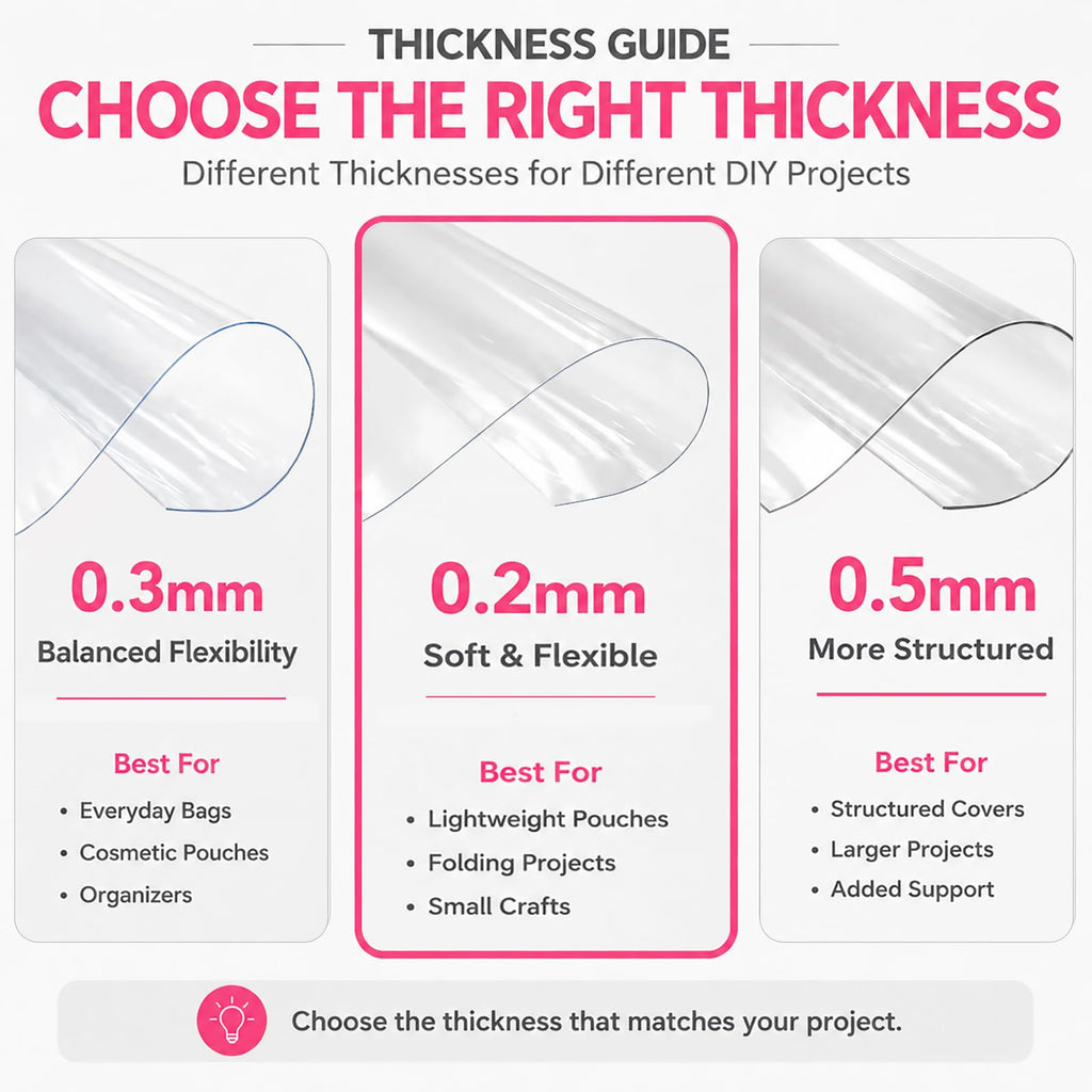 Clear PVC Vinyl Fabric 0.2mm, Soft Flexible Vinyl for Sewing & DIY