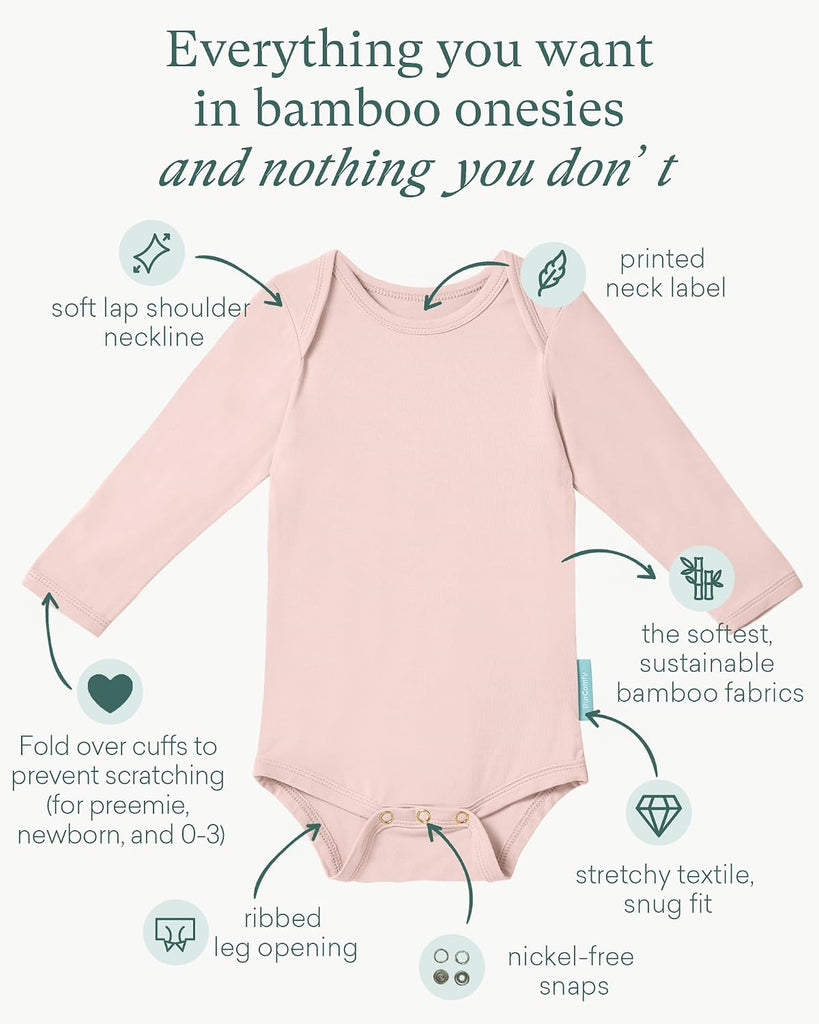 Supersoft Bamboo Viscose Long Sleeve Baby Bodysuits, Unisex Baby