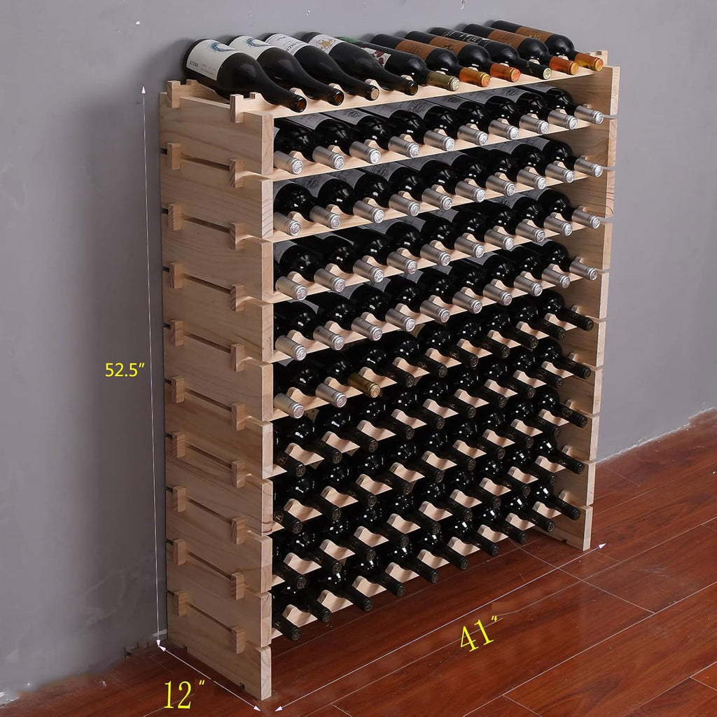 Wine Rack Cabinet Freestanding for Floor Wooden Stackable Storage Modular countertop Wood Wine Holder (120bottle)