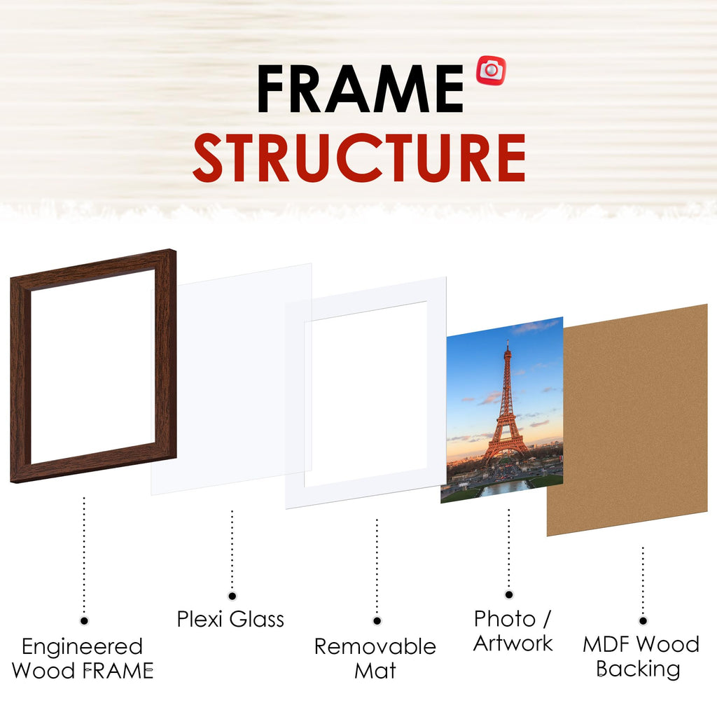8x10 Picture Frame Bulk-6 Pack, Photo Frame with HD Plexiglass, Display Pictures 5x7 with Mat or 8x10 Without Mat
