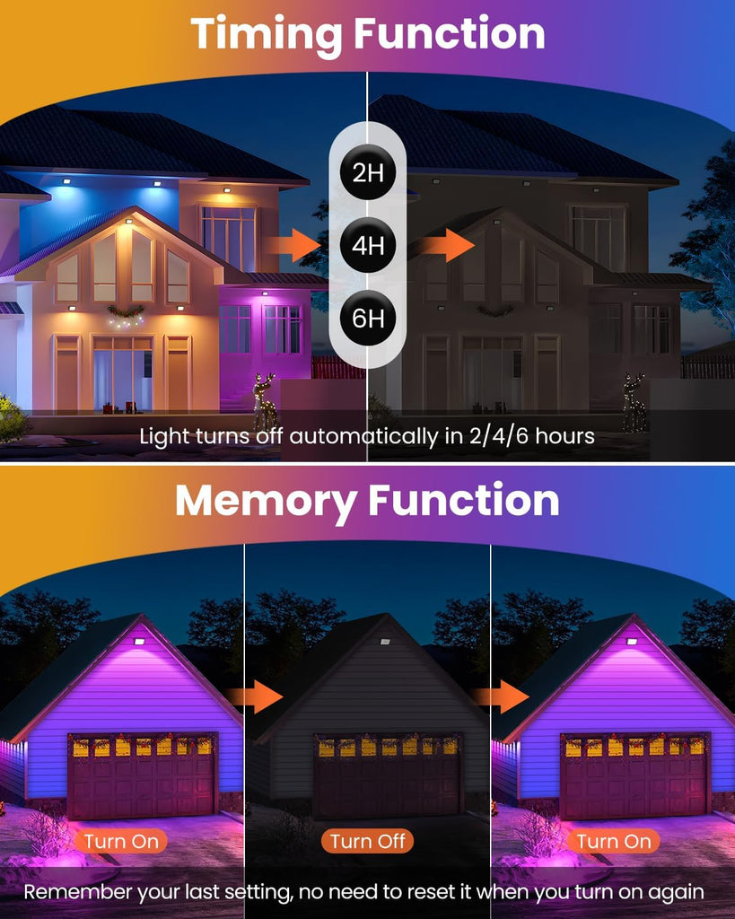 100W RGB LED Flood Lights 1000W Equivalent 2 Pack with Remotes | RGB Color Changing, IP66 Waterproof Outdoor Wall