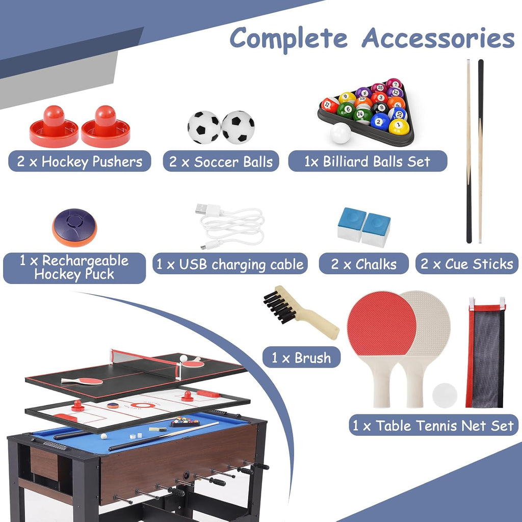 54" 4-in-1 Swivel Multi Game Table - Combo Game Table Set for Youth, Adults - Indoor and Outdoor Arcade Sports Table