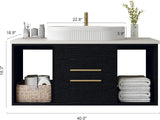 40" Modern Floating Bathroom Vanity with Premium AAA Grade Ceramic Sink, Wall-Mounted Solid Wood Cabinet