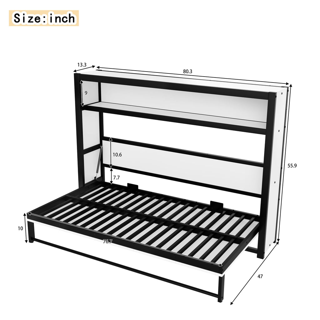 Hidden Wall Bed Cabinet Bed Twin with Shelves, White
