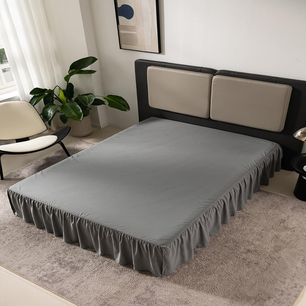 Bed Skirt Twin Size 16 Inch Drop Ruffled Bed Skirt with Split Corners
