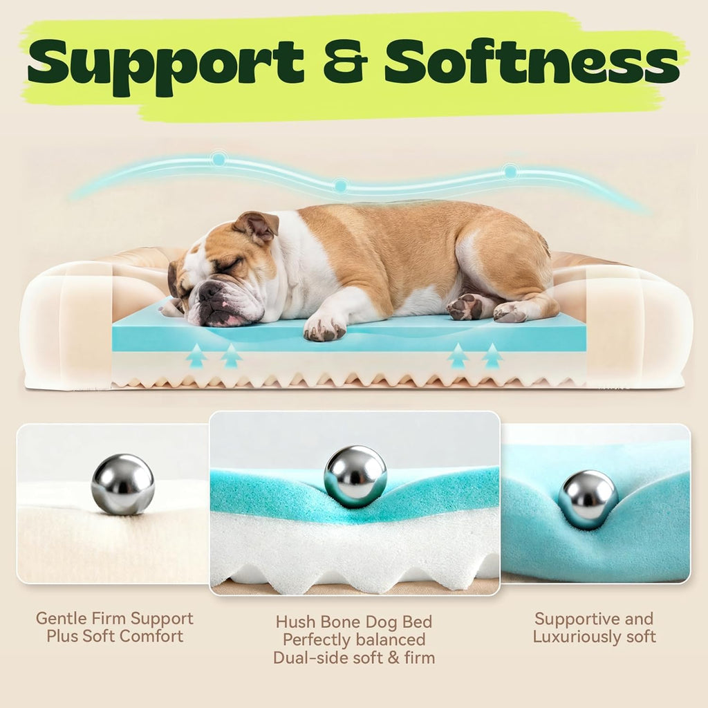 Orthopedic Dog Bed with Cooling Gel Foam & Washable Cover, Grey