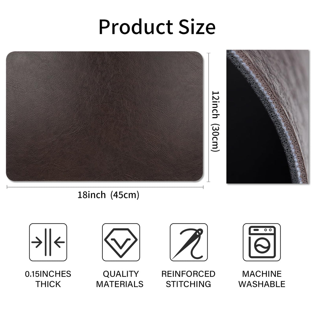 Cowhide Pattern Faux Leather Placemats Set of 6,Heat Resistant Non-Slip Waterproof Wipeable Washable Kitchen Dining