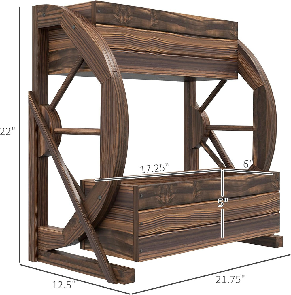 2-Tier Raised Garden Bed Planter Boxes 22" x 13" x 22" | Wooden Wagon, Drainage Holes, for Vegetables Flowers Herbs