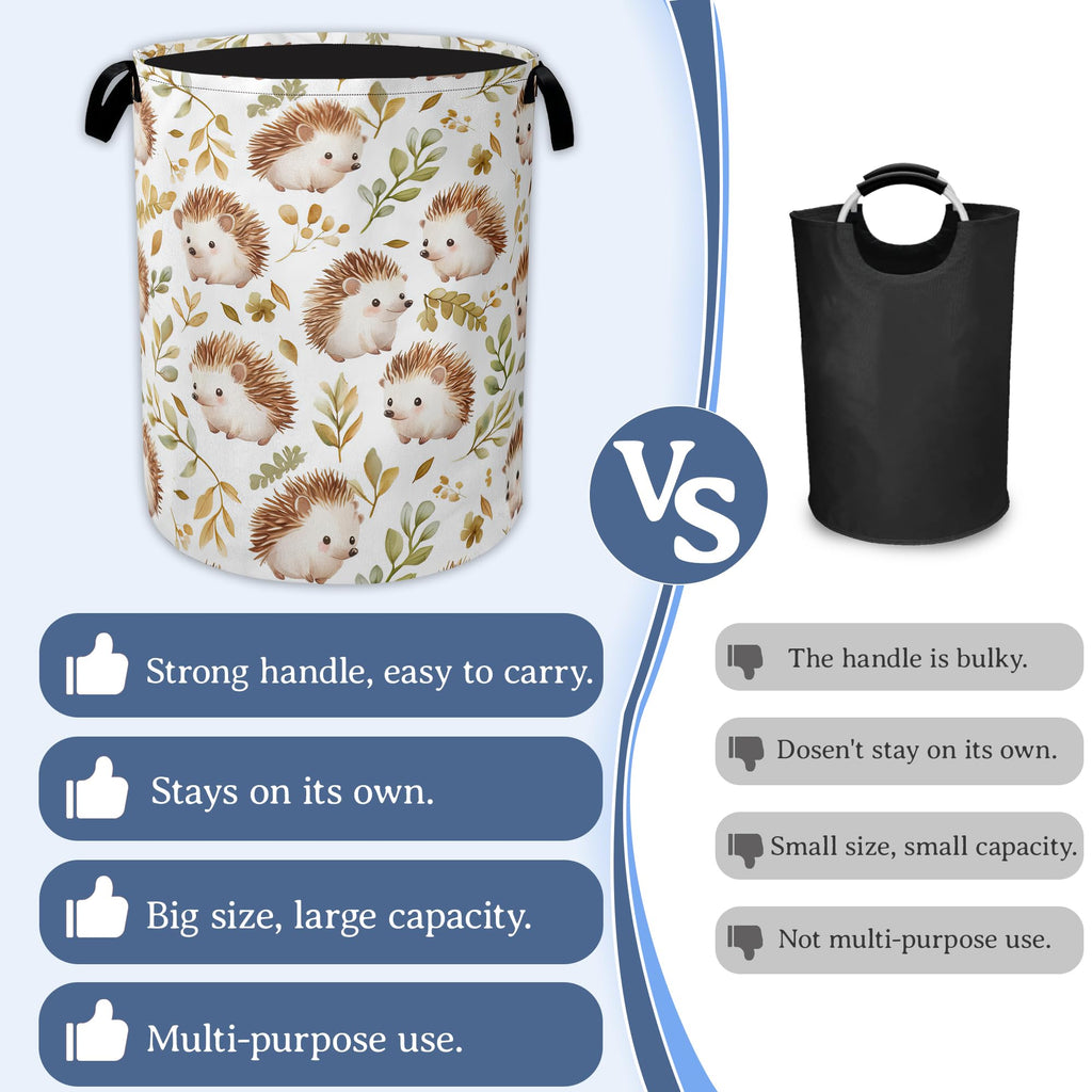 Cute Hedgehog Laundry Basket,Oxford Cloth Laundry Hamper With Handle Foldable Portable Clothes Storage Basket for