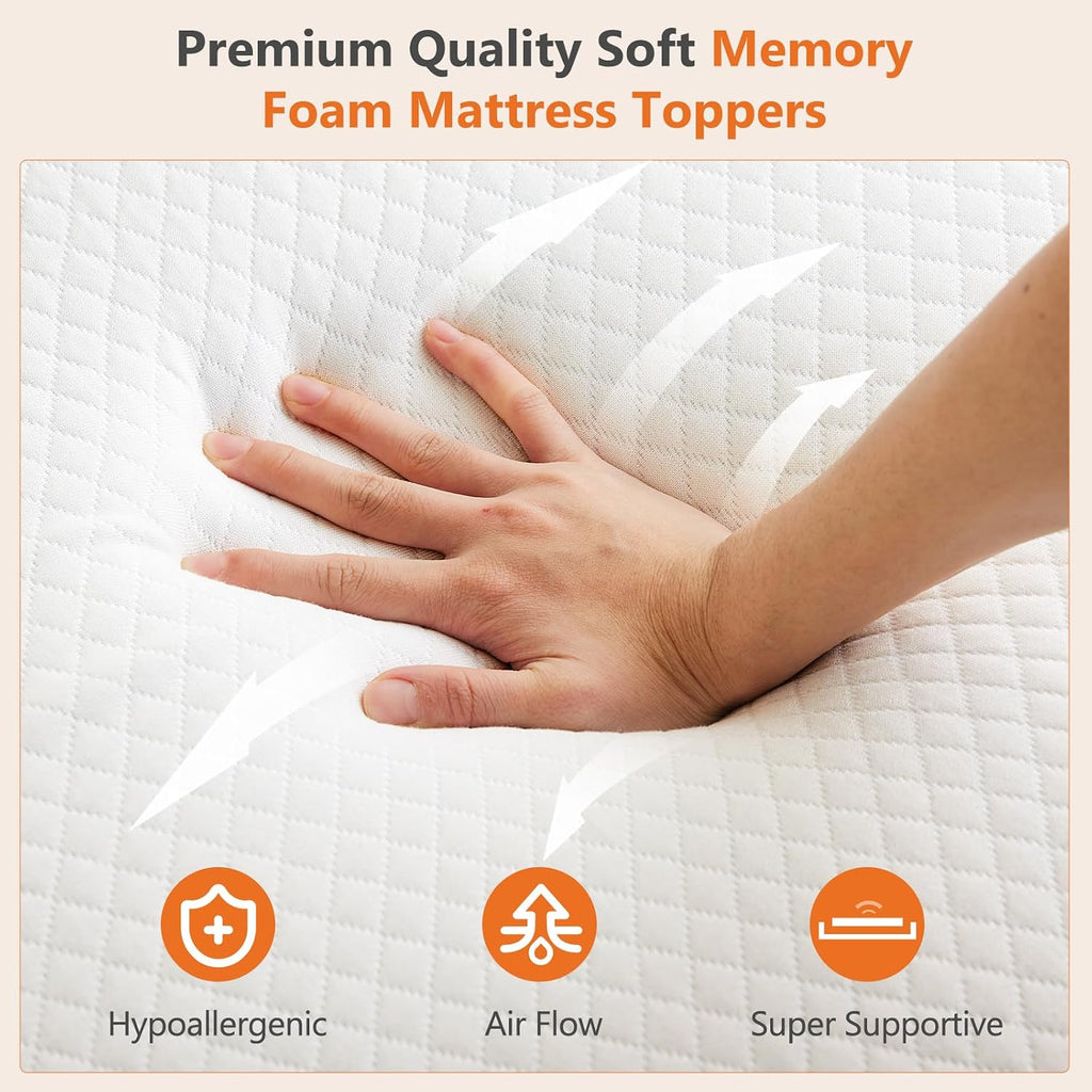 Full Mattress Topper, Memory Foam Pad, 3 Inch | Cooling Gel Infused, Removable Soft Cover, Ventilated, Sleeper Sofa