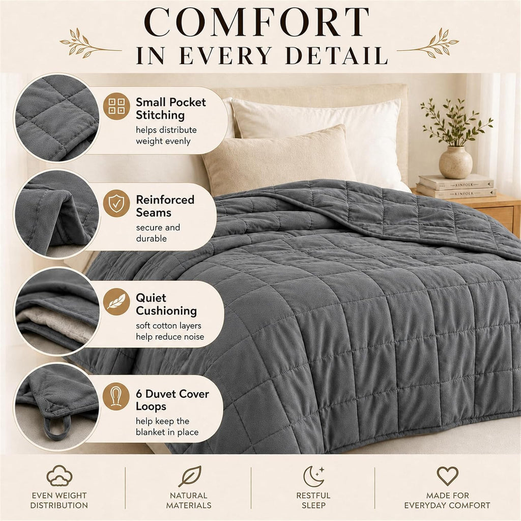 Weighted Blanket for Adults(60"x80",20lbs, Grey) Queen Size Soft Cooling Heavy Blanket for Sleeping, Breathable