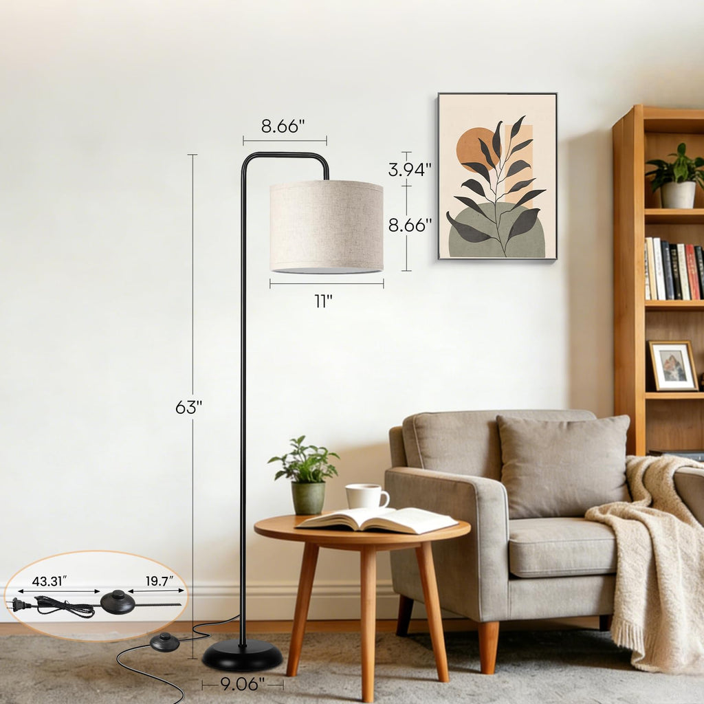Floor Lamp, Black Standing Floor Lamp with 3 CCT Bulb