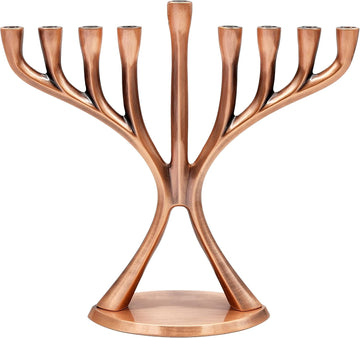 Contemporary Hanukkah , Polished, Non-tarnishing, Holds Most Hanukkah Candles (Copper)