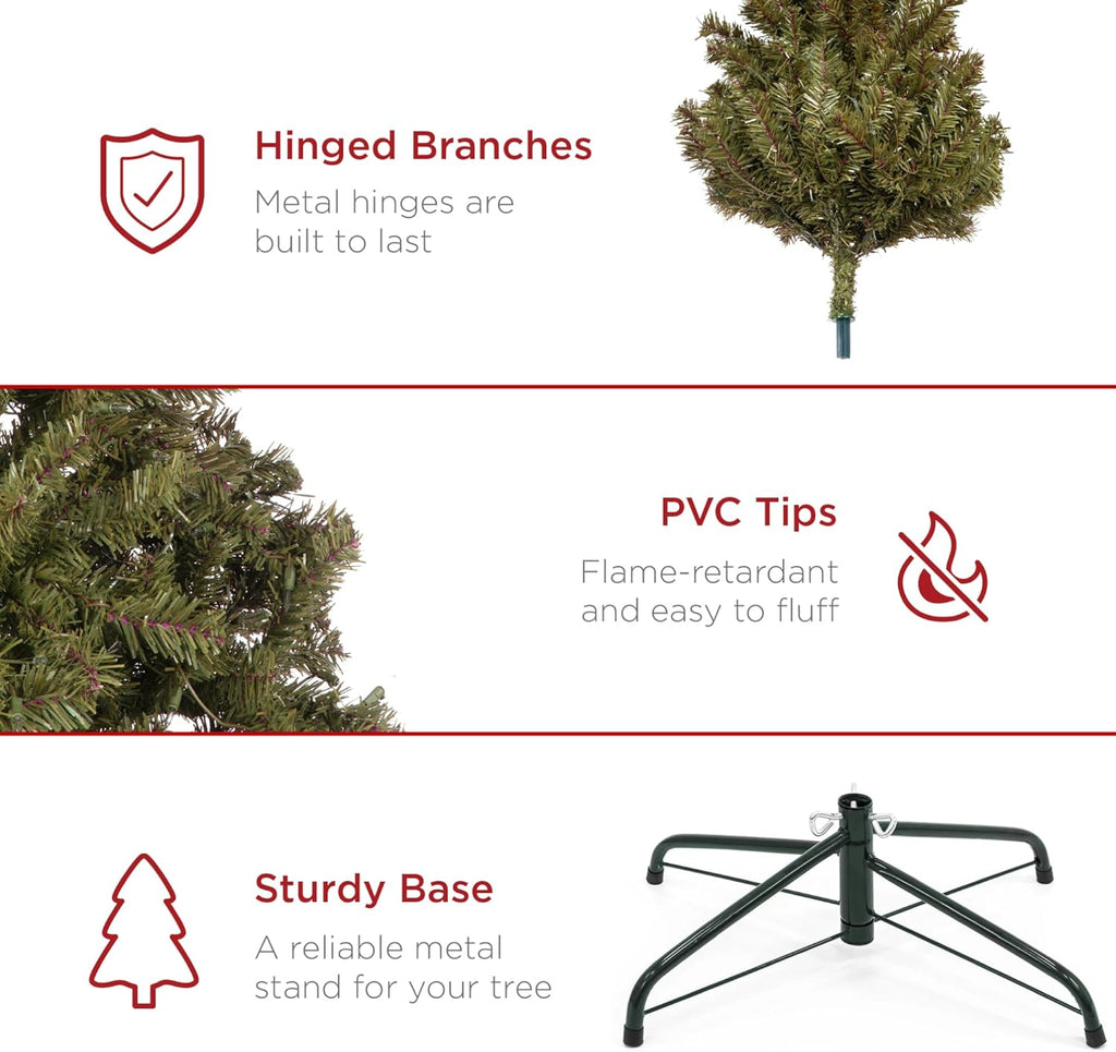 Artificial Christmas Tree, 4.5ft Premium Unlit Realistic Spruce Holiday Décor w/Dense Branches, Easy Assembly, Metal