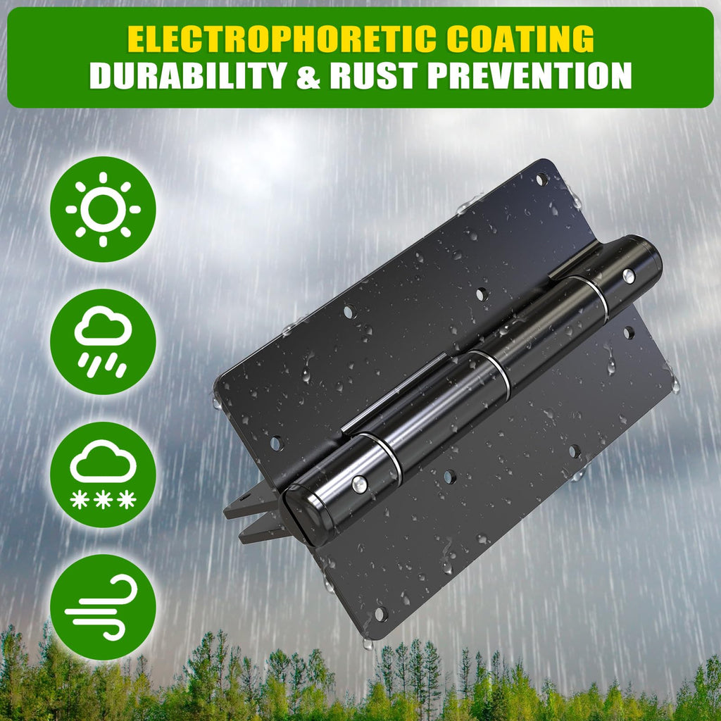 5-3/4" Self-Closing Gate Hinges Heavy Duty Black E-Coated, 2 Pack