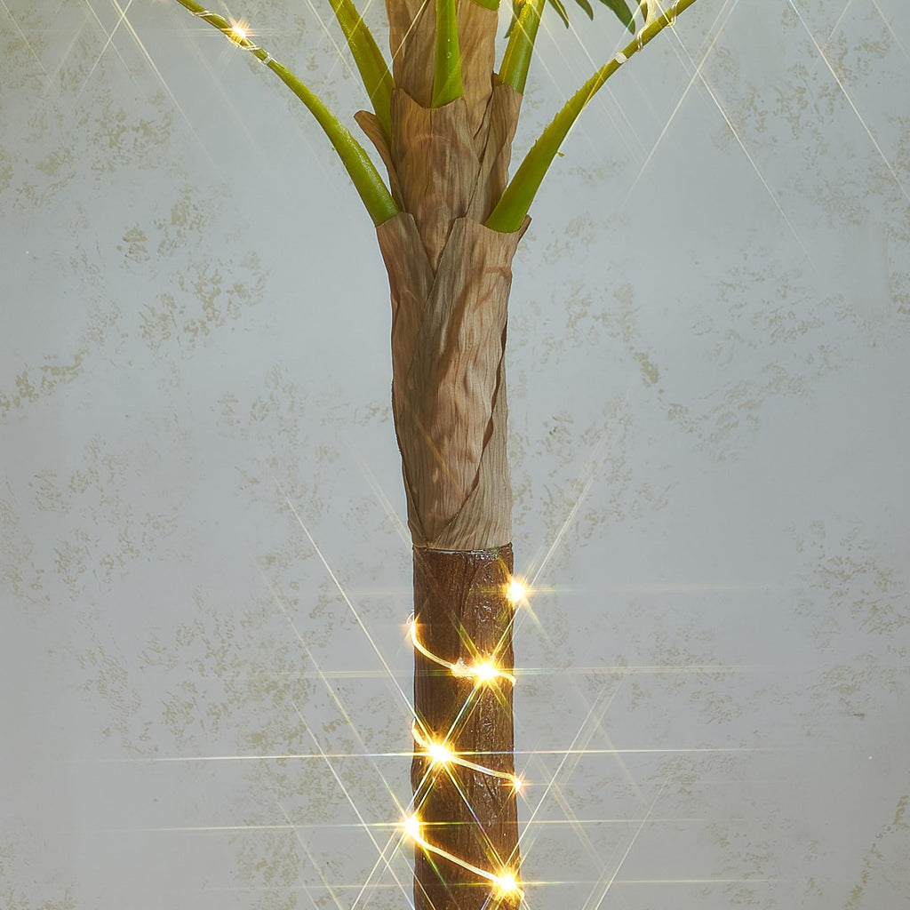 Artificial Palm Tree with Lights 6FT 220 LED Fairy Lights, Lighted Palm Tree Plug in for Indoor Outside Home Room