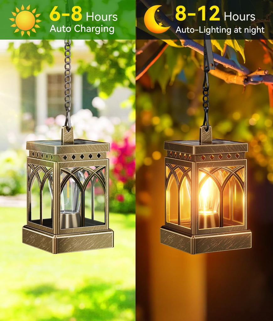 6 Pack Solar Lanterns Outdoor Waterproof, Brighter Hanging Solar Lantern Lights for Outside, Auto ON/Off Lanterns