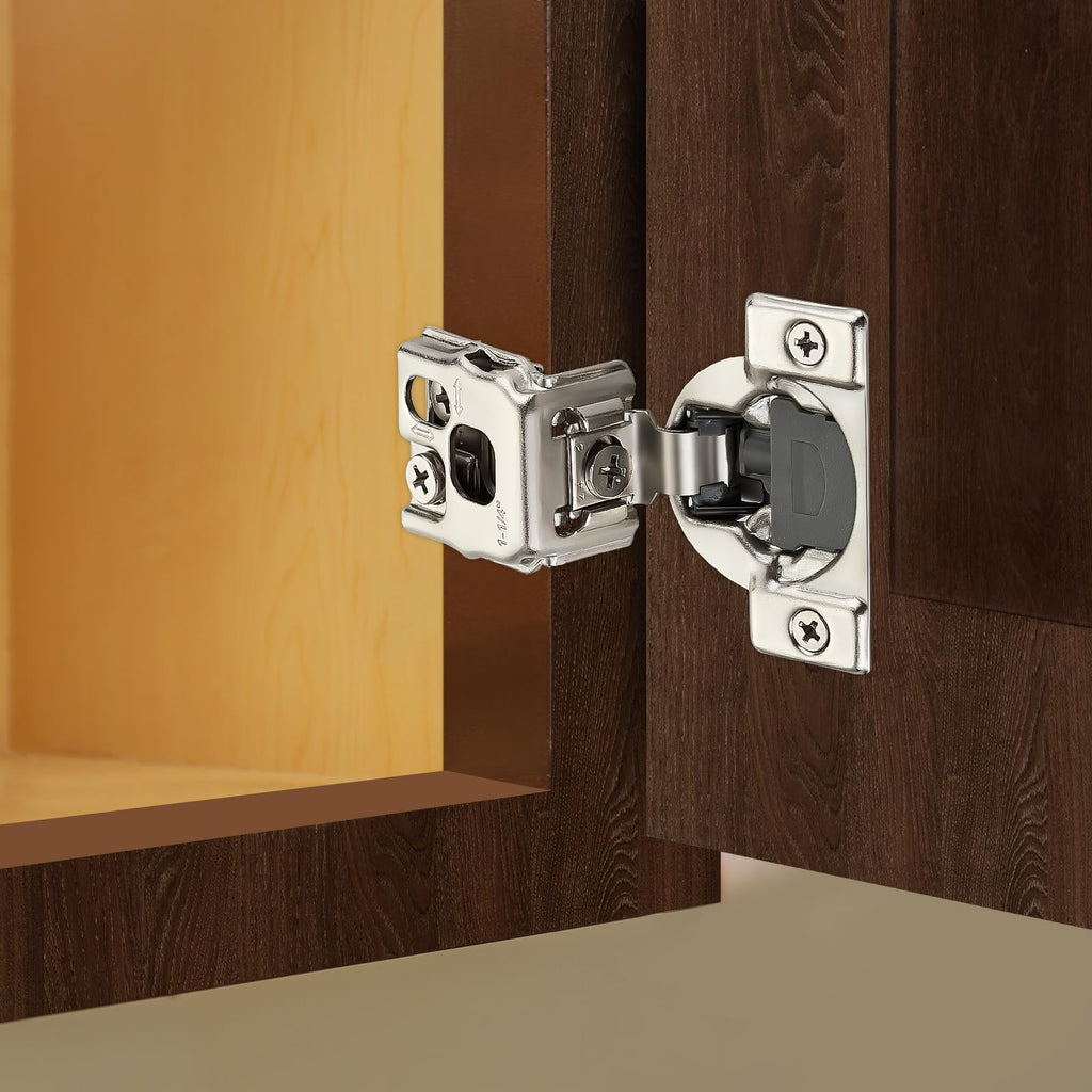 Satin Nickel Cabinet Hinges 1-1/2 Inch Overlay 16 Pack(8 Pairs)