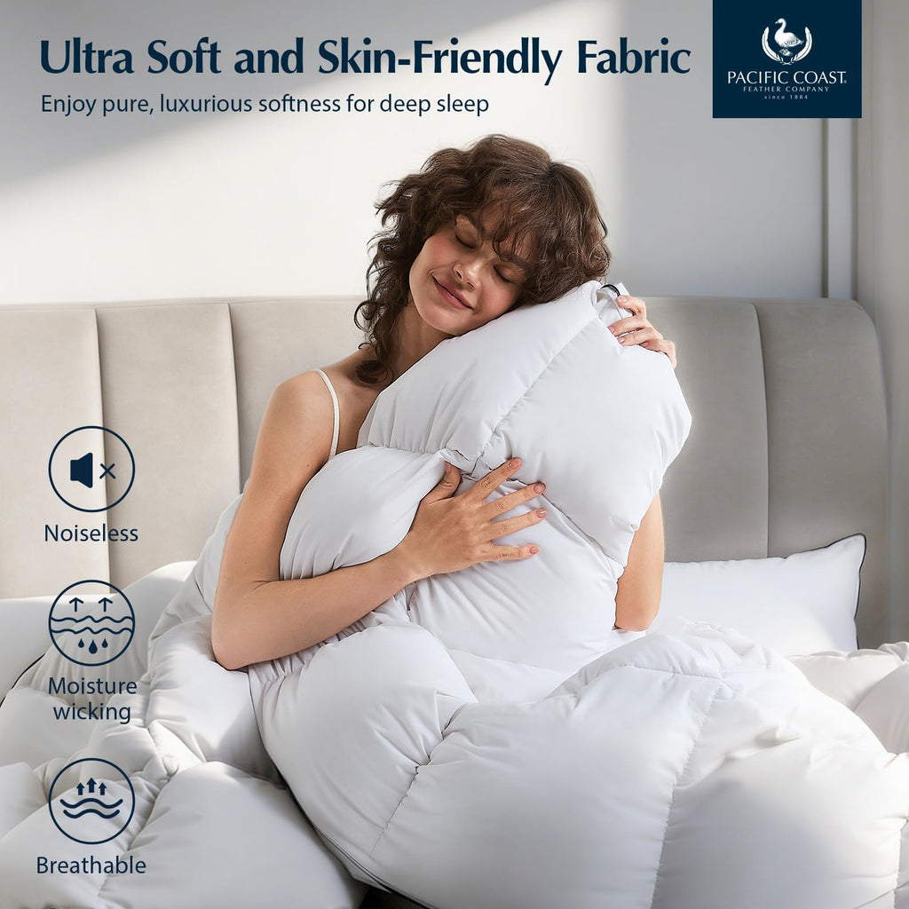 Luxury White Goose Feather Down Fiber Comforter Queen, All Season Hotel Collection Duvet Insert, Ult