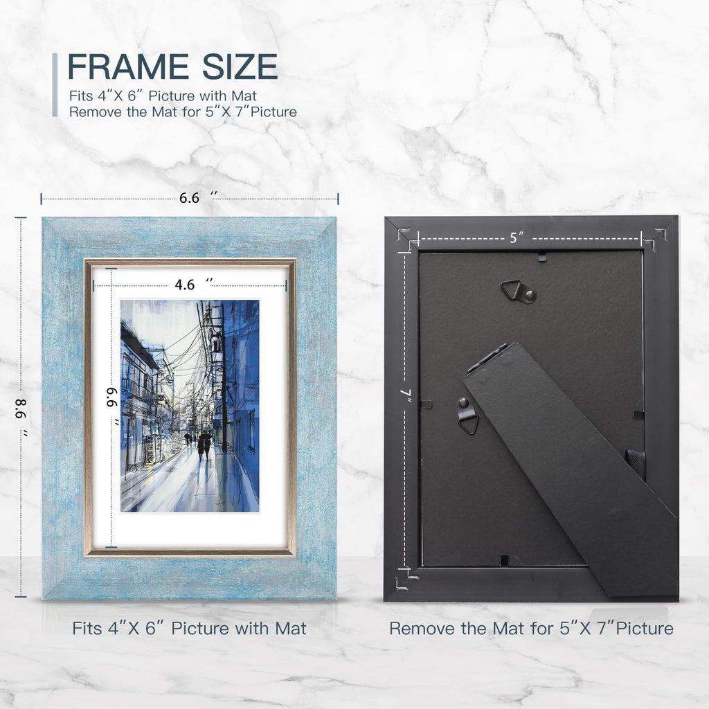 5x7 Picture Frames Set of 4, Rustic Retro Photo Frame(Multicolor)