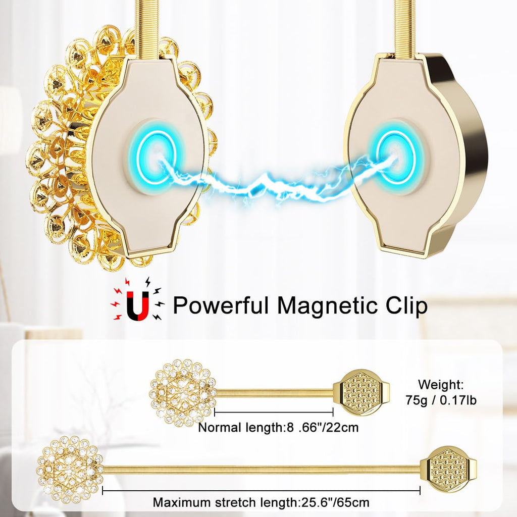 Magnetic Curtain Tiebacks Crystal Curtain Ties Holdbacks, 4 Pack