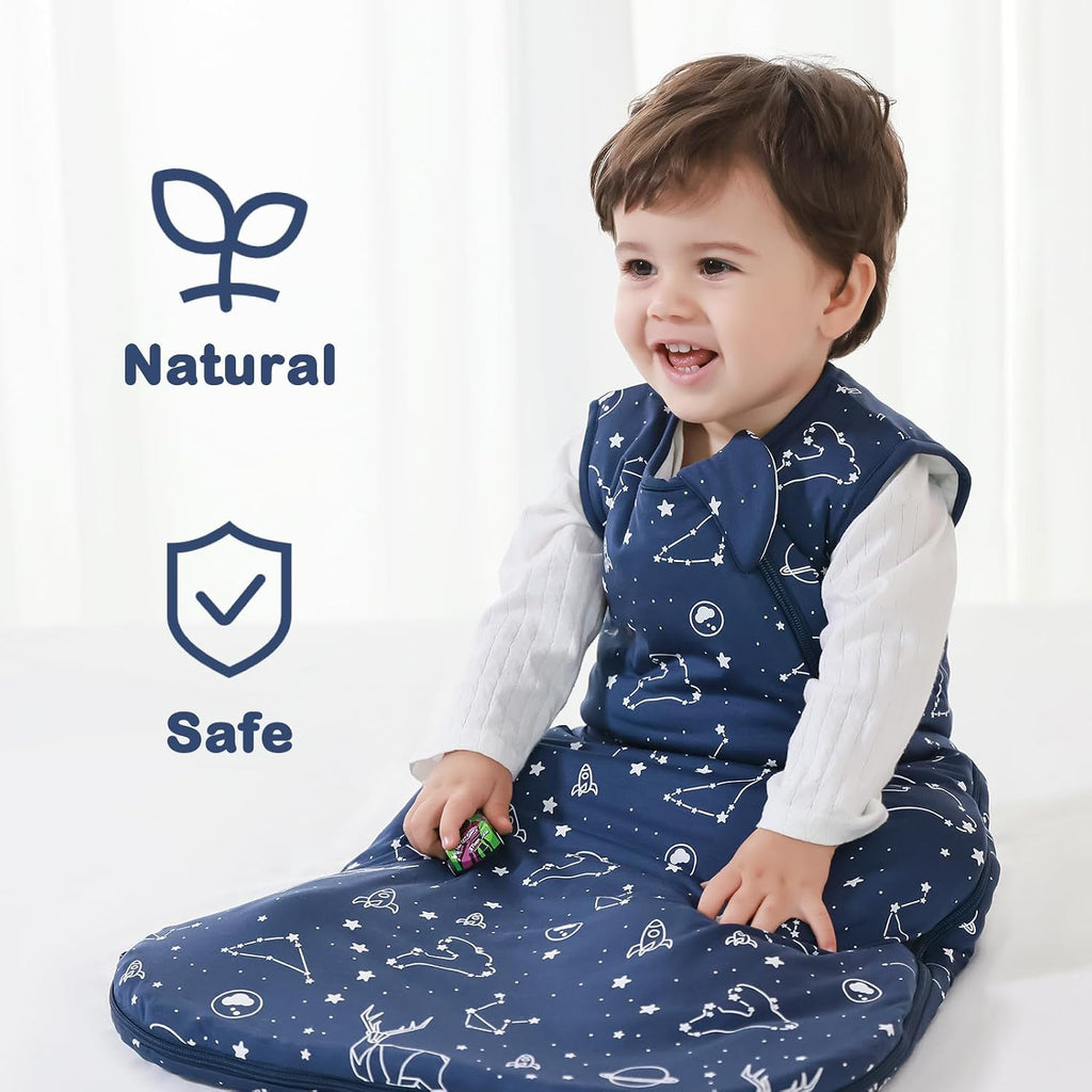 Unisex Rayon Made from Bamboo Sleep Sack with Way Zipper,2.5 Tog Baby Winter Sleep Sack(Navy Blue, )
