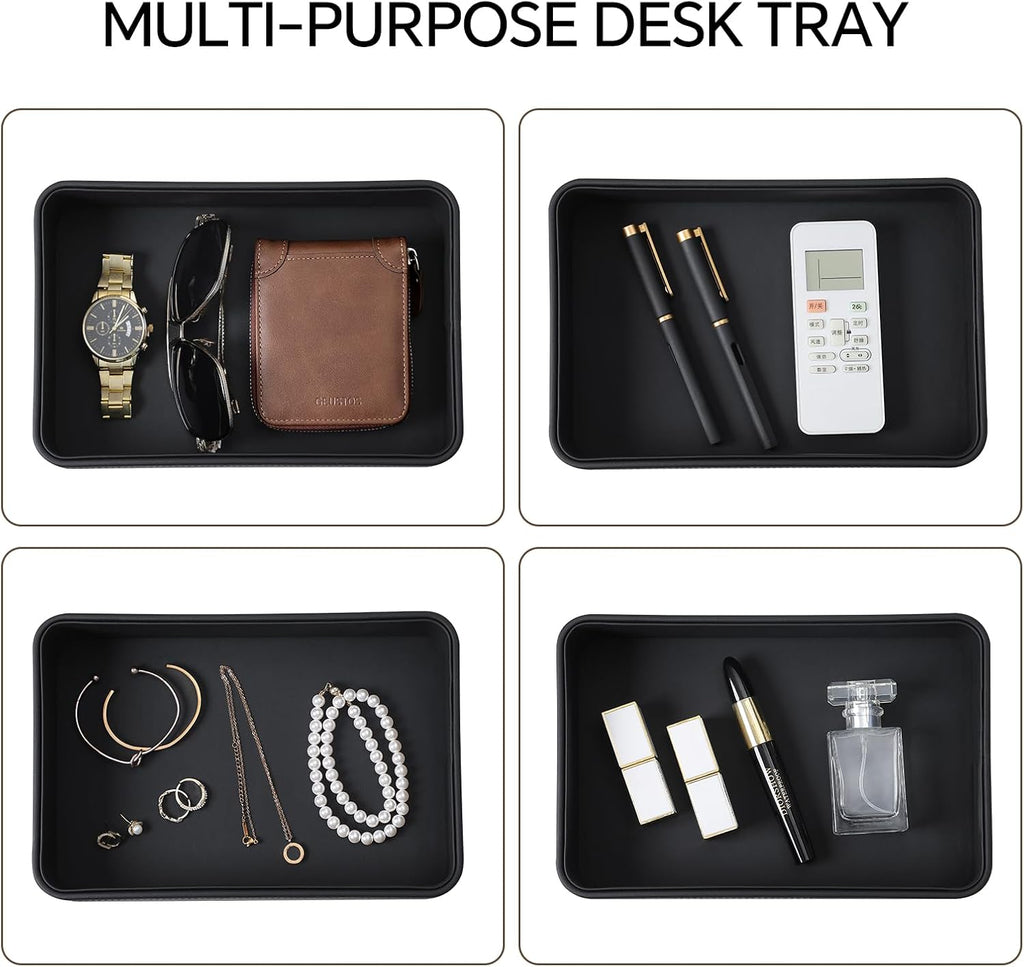 Valet Tray for Men, PU Leather Catchall Tray Nightstand Organizer