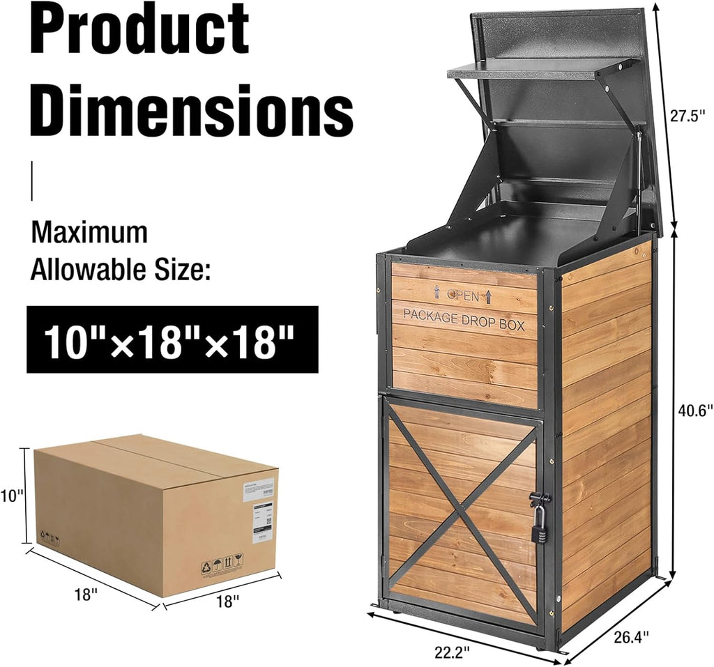 Package Delivery Box with Anti-Theft Lock & Weatherproof Design - 40+ Gallon Large Outdoor Parcel Drop Box