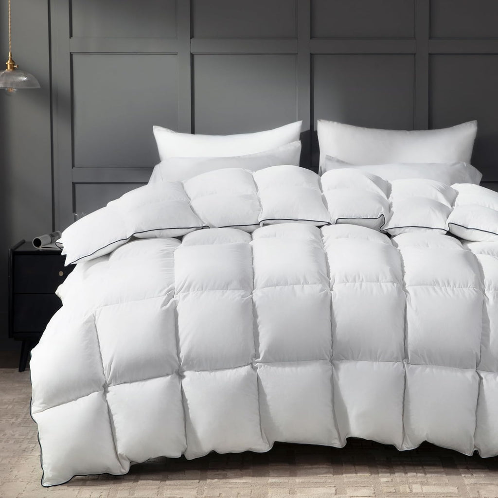 Goose Feather Down Comforter Twin - 100% Cotton Ultra Fluffy Duvet Insert Twin, 1200TC, 850+FP