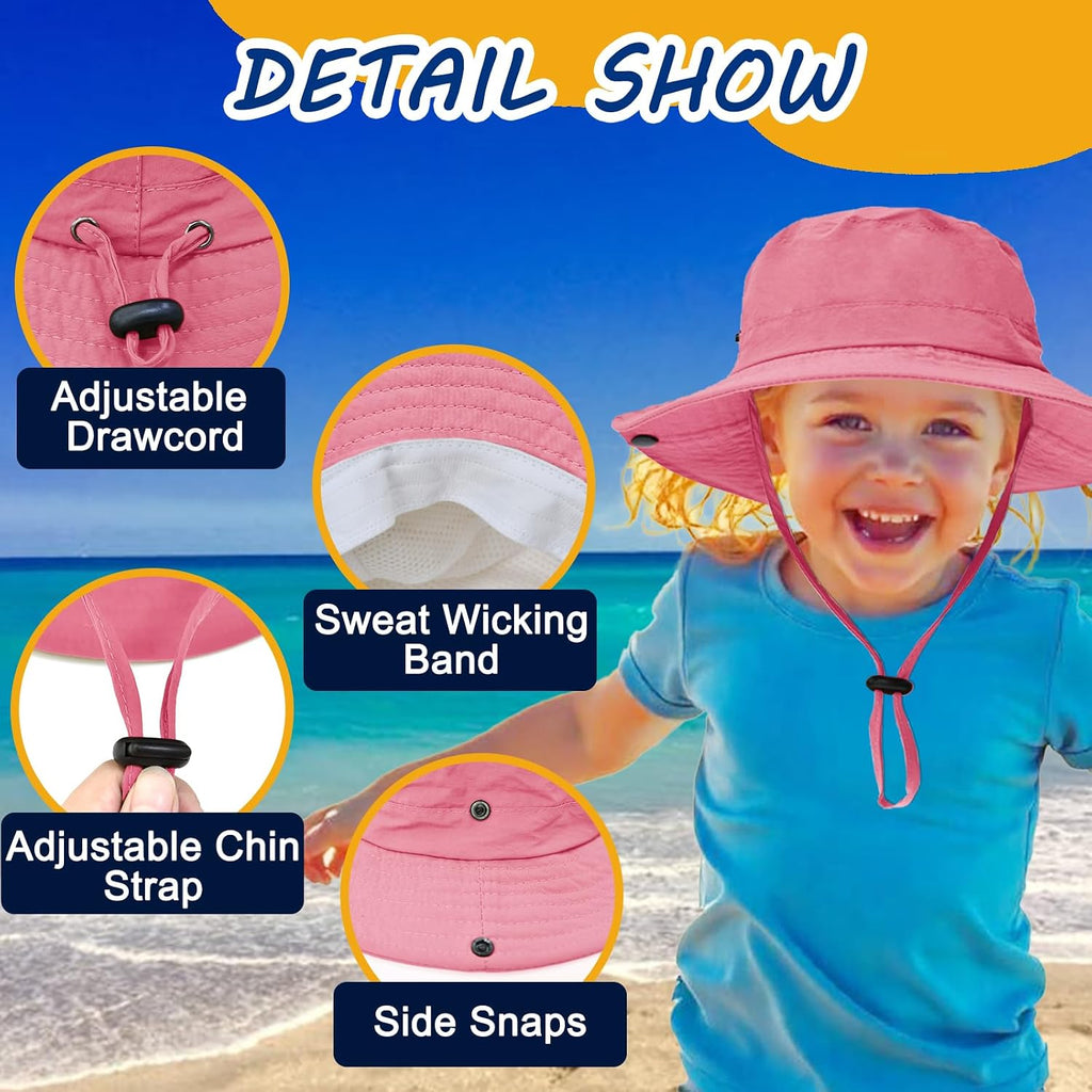 Kids Sun Hat UPF 50+ Quick Dry Bucket Safari Hat for Girls and Boys