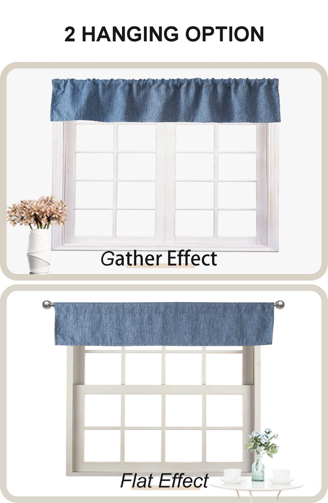 Valances for Window 2 Packs, Kitchen valances only, Linen Texture Blackout Valance Curtains Farmhouse Style, 104