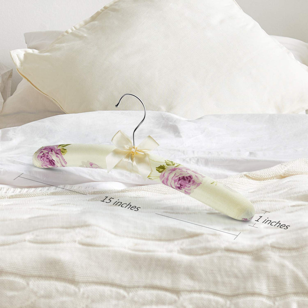 Satin Padded Clothes Hangers Pack of 10, Floral Foam Coat Hanger
