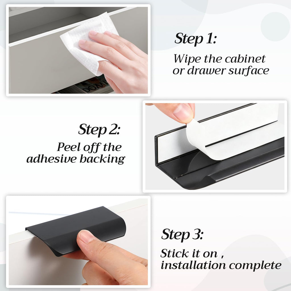 20 Packs 3.15'' Adhesive Cabinet Handles Finger Pulls, Black
