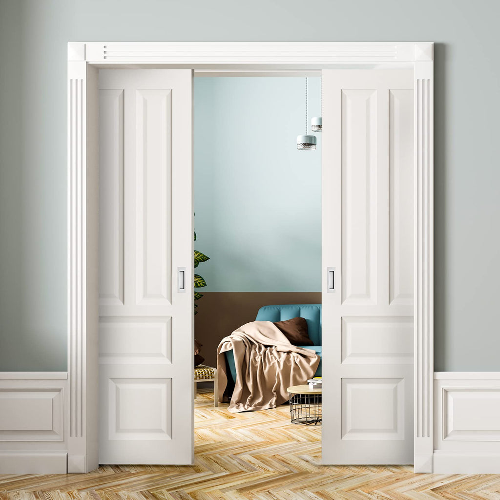 2 Pack Brushed Nickel Sliding Closet Door Handles, 5.9in Length