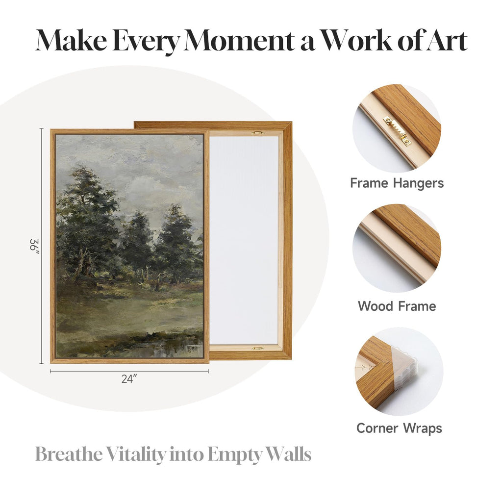 3 Piece Large Framed Vintage Landscape Wall Art, 24x36 In