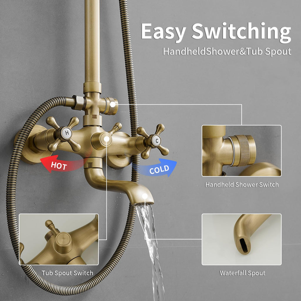 Outdoor Shower Features, Exposed Shower System 3 Function