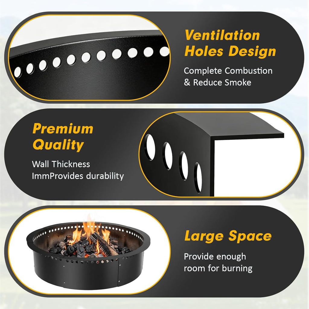 Smokeless Fire Pit Ring, 40 inch Outer/36 inch Inner Outside Fire Pit