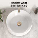 KES Round Vessel Sink, Bowl Sinks for Bathrooms 16 Inch Sink Bowl Above Counter Small Circular White Ceramic Vessel