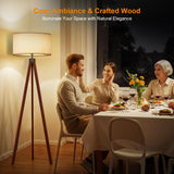 Wood Tripod Floor Lamp, Mid Century Standing Lamp, Modern Design Studying Light Room and Office