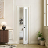 Slab Door Interior for 18" X 80" Opening,Full Lite Tempered Frosted Glass,Solid Core,Pre-Assembled,Premium Baking