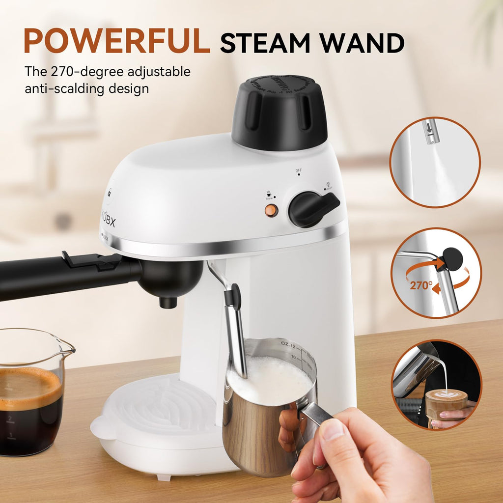 Compact Espresso & Cappuccino Machine, 3.5 Bar with Steam Wand